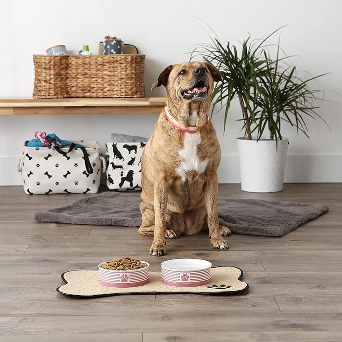Bone Dry Paw & Patch Ceramic Pet Collection, Medium Set, 6x2, Rose, 2 Piece,5742