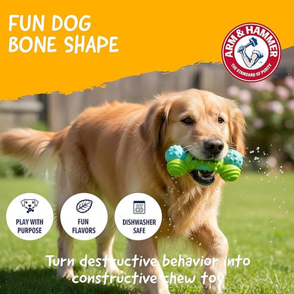 ARM & HAMMER for Pets Nubbies Duality Bone Dental Dog Toy- Best Dog Chew Toy for Moderate Chewers- Dog Dental Toy Helps Reduce Plaque & Tartar- Green Apple Flavor Baking Soda (Pack of 8)