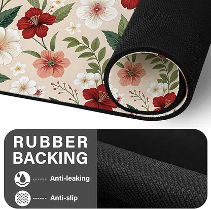 Patterned Cat & Dog Bowl Mat for Food and Water, 17"×30" Quick Dry Absorbent Pet Feeding Mat, Eco-Friendly Dog Placemat