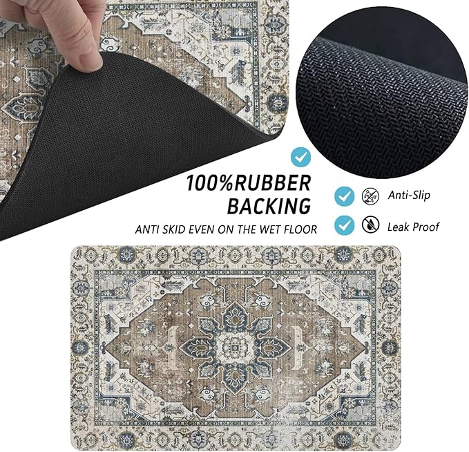 Dog Food Mats for Floors, Absorbent and Quick-Drying Pet Cat Food Mat,Anti-Fouling and Easy-to-Clean Pet Feeding Mat,Dog Bowl Mat for Messy Drinking Water Bowls.16 x24, Bohemia Style