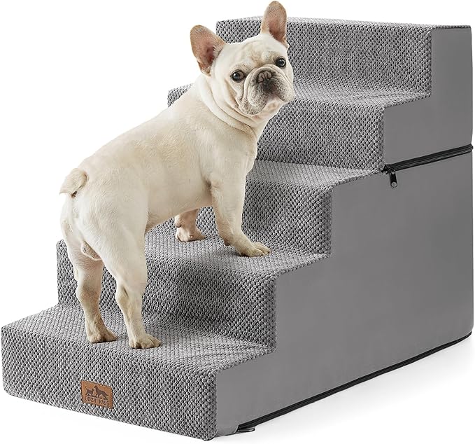 Dog Stairs for Small Dogs, 17.7" Extra Wide Detachable Pet Stairs for Couch and Bed, 23.6" H Non-Slip Dog Steps for Puppies and Old Cats, 17.7x29.5x23.6 inch, Grey
