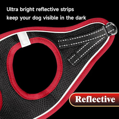 YIMEIS Dog Harness and Leash Set, No Pull Soft Mesh Pet Harness, Reflective Adjustable Puppy Vest for Small Medium Large Dogs, Cats (Black & red 01, Medium (Pack of 1)