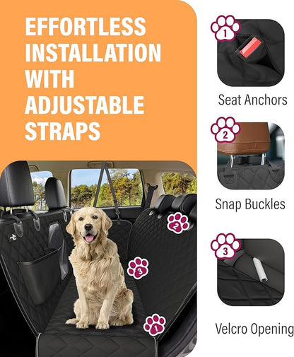 Active Pets Dog Car Seat Cover for Back Seat, Waterproof Pet Protection Hammock, SUV Truck Car Backseat Protector with Safety Features, Blue