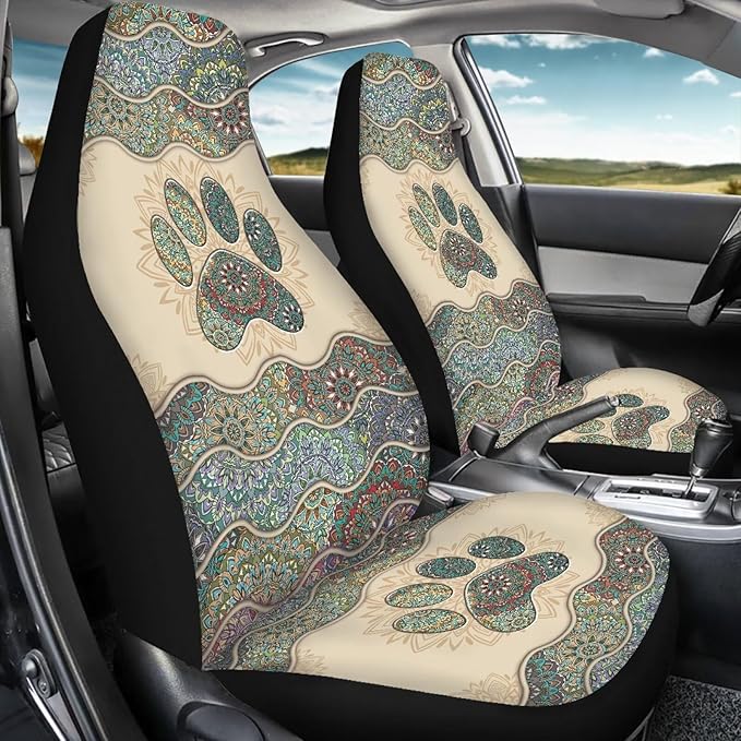 Dog Paw Car Seat Cover, Non-Slip Auto Front Seat Covers Automobile Seats Protectors Car Accessories for Vehicle, Cars, Sedan, Truck, SUV, Van