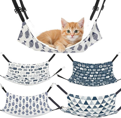 4 Pcs Cat Hammock for Cage Winter Cat Bed Hanging Reversible Hammock Warming Soft ferret Bed Catio Accessories Double Side 20In with Adjustable Straps and Metal Hooks for Kitten Ferret Small Animal