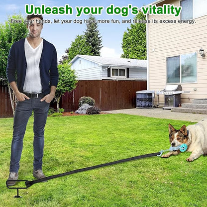 Tether Tug Outdoor Dog Toy with Stake and Adjustable Safety Rope Interactive Exercise Game in Yard, Tether Tug with 4 Chew Toy for Large, Medium & Small Dogs on Lawns or Trees