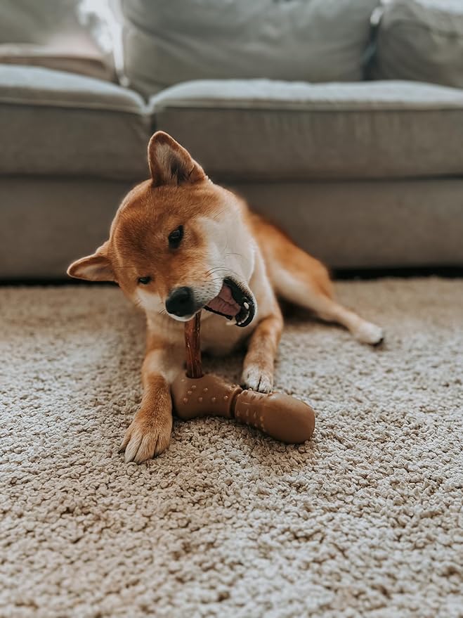 Tall Tails Bully Stick Holder and Chew Toy for Dogs – Bacon-Scented, Large, Adjustable Treat Holder for Bully Sticks and Spreadable Treats, Reduces Choking