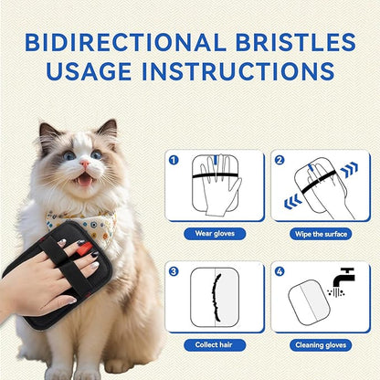 Pet Hair Removal Gloves, Reusable Electrostatic Pet Grooming Gloves for Cats & Dogs' Fall Winter Season, Hair Removal Suitable for Clothes, Carpets, Sofas, Furniture-2 Pcs