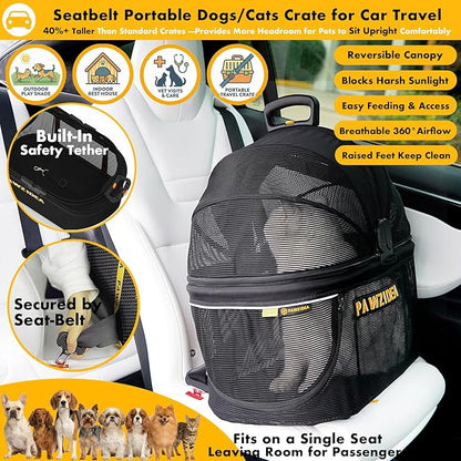 PAWZIDEA Double Pet Stroller with 2 Detachable Carrier, Lightweight Portable Travel Crate & Car Seat Combo & TSA-Approved Expandable Carrier, Foldable Jogger Stroller for 2–4 Cats or Small/Medium Dogs