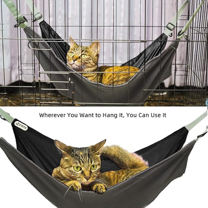 Cat Hammock for Cage - Washable Soft Outdoor Mat, Waterproof Cooling Pad for Cats (Large, Black)