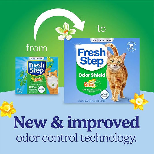Fresh Step Advanced Odor Shield Multi Cat Clumping Litter with Febreze Freshness, Low Dust, Odor Control with Ammonia Block Tech, Compatible in Automatic Litter Boxes, 37 lb. (2 x 18.5 lb.)