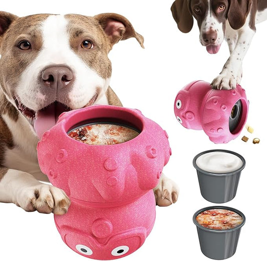 OYR Freeze Bone Dog Toy Interactive Treat Dispensing Chew Toy for Large Aggressive Chewers, Enrichment Puzzle Feeder for Mental Stimulation Reduces Anxiety & Extends Playtime (Pink)