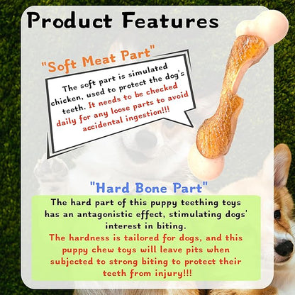 Scented Puppy Teething Toys: Natural Puppies Chew Toys to Clean Teeth or Relieve Boredom - Birthday Gift Chew Toys for Dogs (Puppy 5-15lbs, Small Bone)