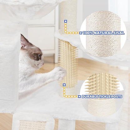 ROYPET Cat Tree with Cat Condo and Two Hammocks, Cat Tower with Scratching Posts and Scratching Pads, Beige