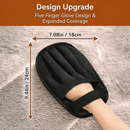 Purrmitive Upgraded Pet Hair Removal Gloves for Cats & Dogs, Five-Finger Electrostatic Reusable Magic Brush for Effortless Pet Hair Remover Tool on Carpet, Clothing, Laundry, Couch, Car Seat (Black)