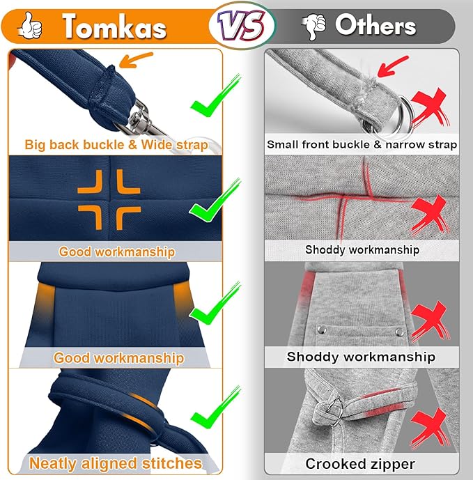 Tomkas Small Dog Cat Sling Carrier Puppy Purse Travel Wrap Soft Crossbody Pet Bag (Dark Blue, M - Classic Pocket & Classic Strap)