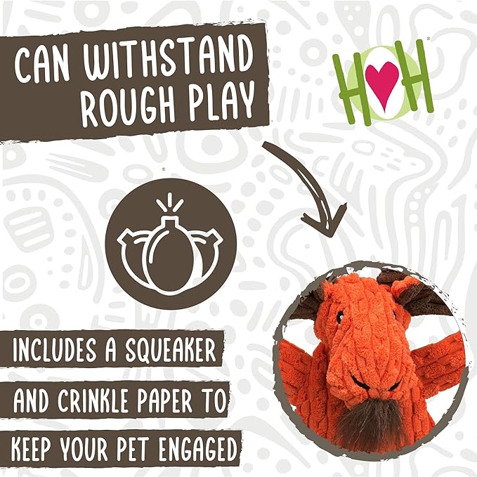 HuggleHounds Flatties - Dog Plush Toys to Keep Them Busy, Squeaky Crinkle Pet Toy for Medium and Large Dogs, Durable Stuffed Animal Toy - Morris Moose HuggleFlatties, Large