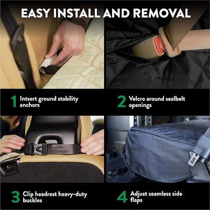 Plush Paws Products Premium Rear Car Seat Protector w/Hammock | Washable & Waterproof Back Seat Dog Cover for Car, Truck, & SUV | Nonslip, Tear Resistant Pet Seat Cover | Small Black