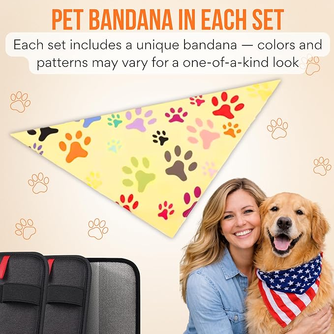 2PCS Upgraded Pet Hair Removal Glove & Pet Bandana; Electrostatic, Reusable Hair Removal for Dogs & Cats, Static Fur Removal Magic Brush, Pet Hair Removal Tool