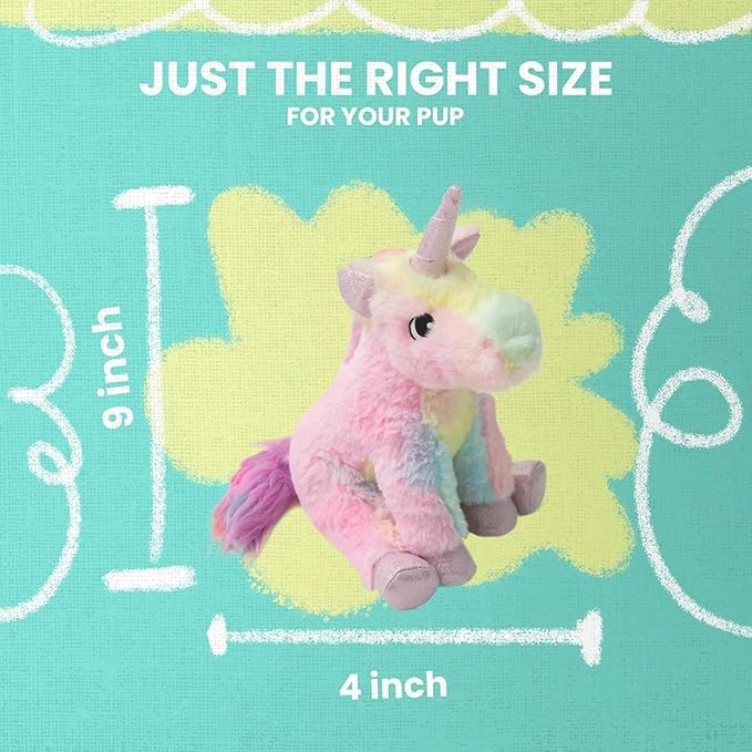Snugarooz Tye The Unicorn Plush Tie Dye Toy - Soft & Durable Chew Toy for Puppies - Made from Recycled Materials - Crinkle & Squeak Sounds