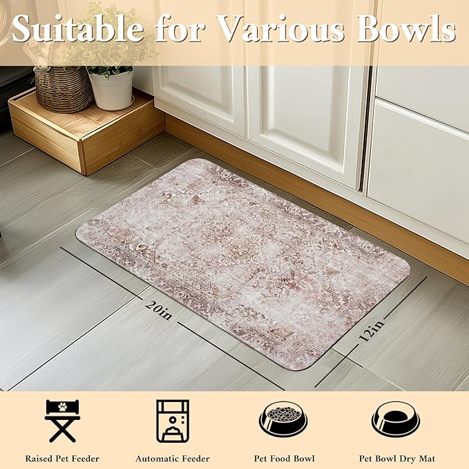 Dog Food Mat for Floors Waterproof Pet Placemat Cat Feeding Bowls Mats for Food and Water, Eco-Friendly Dog Accessories Diatomite Pets Supplies 17" X 30"