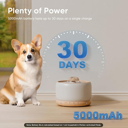WOPET Wireless Cat Water Fountain, Cordless Ceramic Pet Water Fountain with 5000mAh Rechargeable Battery, 3L/101oz Premium Cat Water Dispenser for Cats & Small Dogs,Ultra Quiet & Triple Filtration