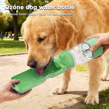 Portable Dog Water Bottle Active Oxygen Puppy Water Bowl & Dispenser for Travel, Improves Taste and Boosts Immunity for Pet Health Care Water Bottle (A-013B-Green)