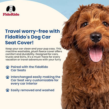 FidoRido Dog Car Seat Cover Machine Washable Replacement Sherpa Cover, Comfortable & Durable, for Cars & SUVs, Seat Protector for Dogs, Vacation and Travel Essential, Beige Sherpa