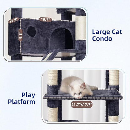 Cat Tree for Large Cats, 78.7"(200cm) Tall Cat Tower for Indoor Cats Multiple Cats with Large Top Perch, Cat Condo, Cat Hammcok, Cat Scratching Post, Dark Gray GCT031G