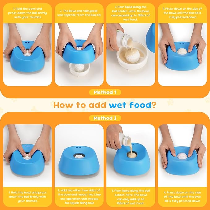 Dog Licking Toy, Slow Feeder Dog Bowls for Medium Large Breeds, Anti-Slip Dog Lick Bowl for 3/4 Cup Yogurt, Bone Broth, and Other Liquid Treat, Licking Bowl for Dietary Supplement (Blue)