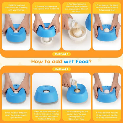 Dog Licking Toy, Slow Feeder Dog Bowls for Medium Large Breeds, Anti-Slip Dog Lick Bowl for 3/4 Cup Yogurt, Bone Broth, and Other Liquid Treat, Licking Bowl for Dietary Supplement (Blue)