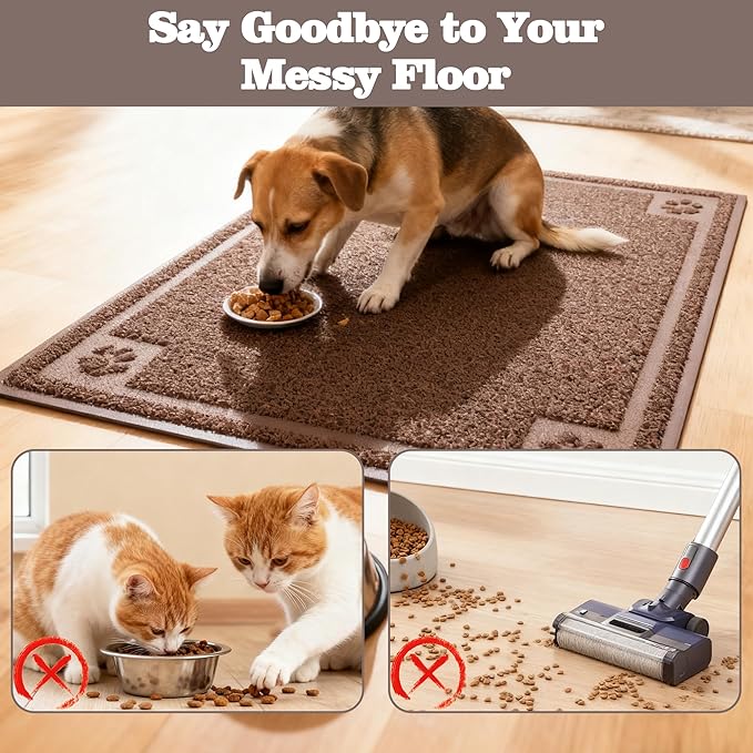 Darkyazi Pet Feeding Mat Large for Dogs and Cats,24"×36" Flexible and Easy to Clean Feeding Mat,Best for Non Slip Waterproof Feeding Mat (Coffee)