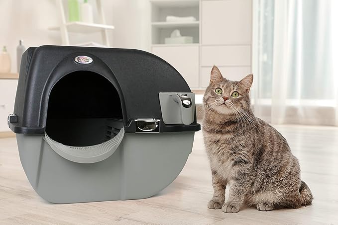 Omega Paw Elite Self Cleaning Roll 'n Clean Litter Box, Midnight Black, Large (EL-RA20-1)