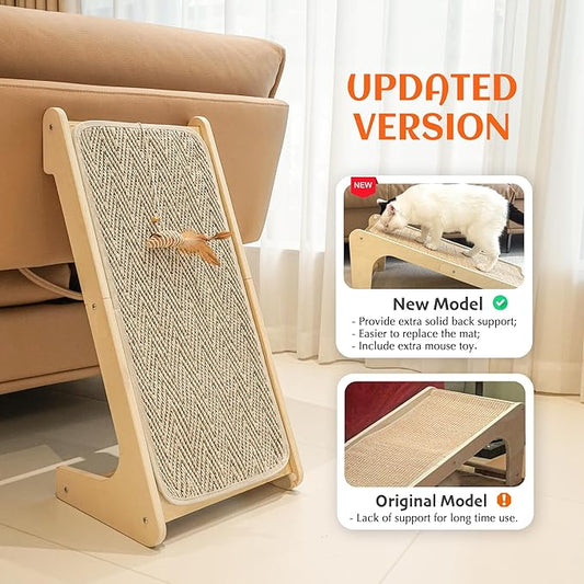 PETKARAY Cat Scratcher, Sisal Scratching Ramp, L Shape Cat Scratch Pad for Indoor Cats, Wall Furniture Protector Large Size