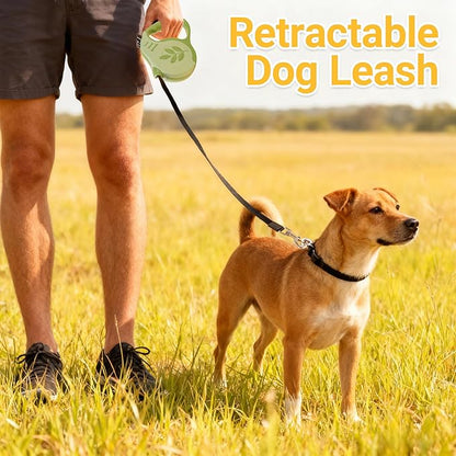 Retractable Dog Leash with Non-Slip Handle, 16 FT Automatic Telescopic Tractor with Atuo Locking Botton，Durable Pet Tape for Small and Medium-Sized Dogs Green