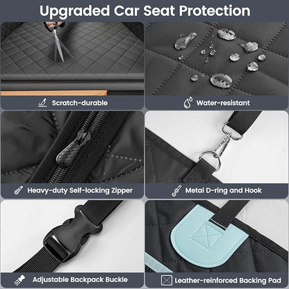 Back Seat Extender for Dogs with Zippered Mesh Window, Detachable Hard Bottom Car Seat Cover for Dog Holds 400lbs, Large Space Backseat Extender, Hammock for Truck, 600D Oxford
