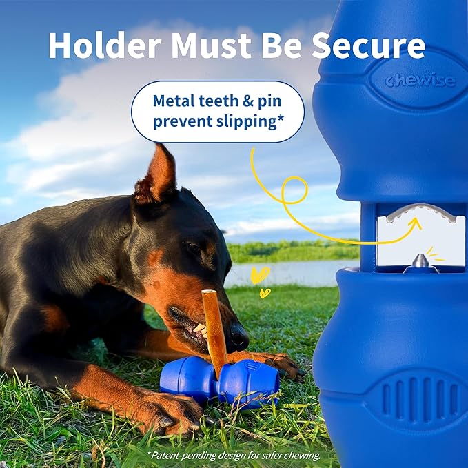 Chewise Bully Stick Holder, Improved Bully Sticks Holder, Ultimate Secure Heavy Duty, BPA-Free Safety Device to Prevent Choking, Fits Various Bully Sticks and Dog Sizes