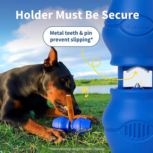 Chewise Bully Stick Holder, Improved Bully Sticks Holder, Ultimate Secure Heavy Duty, BPA-Free Safety Device to Prevent Choking, Fits Various Bully Sticks and Dog Sizes