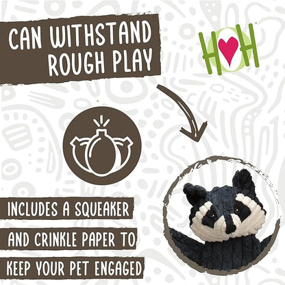 HuggleHounds Flatties - Dog Plush Toys to Keep Them Busy, Squeaky Crinkle Pet Toy for Medium and Large Dogs, Durable Stuffed Animal Toy - Reggie Racoon HuggleFlatties, Large