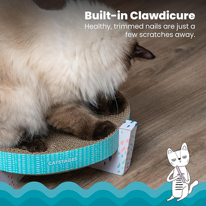 Catstages Scratch, Snuggle & Rest – 2‑in‑1 Indoor Cat Scratcher & Elevated Cat Lounger, Catnip Included