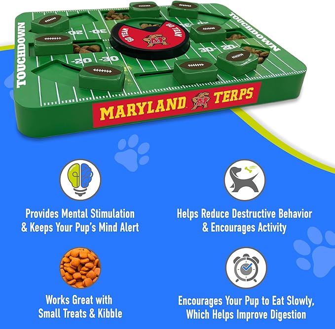 Pets First NCAA Maryland Large Puzzle Toy - Interactive Treat and Slow Feeding Toy for Dogs, New Large Size