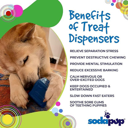 SodaPup Love Cube – Durable Dog Treat Dispenser & Chew Toy Made in USA from Non-Toxic, Pet Safe, Food Safe Natural Rubber Material for Mental Stimulation, Problem Chewing, Calming Nerves, & More