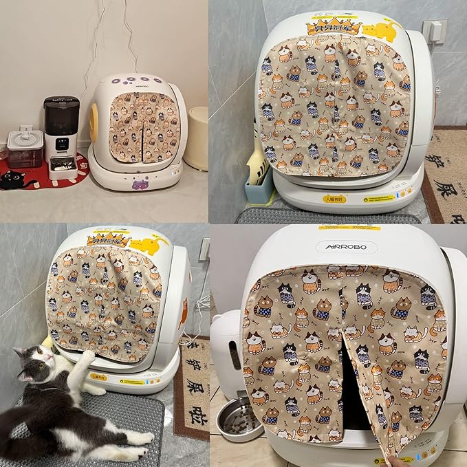 Curtain for Self Cleaning Cat Litter Box, Reduces Cat Litter Bounce, Stops Odors from The Litter Box Self Cleaning, Large-Diameter Trays Also Suitable.(Brown)