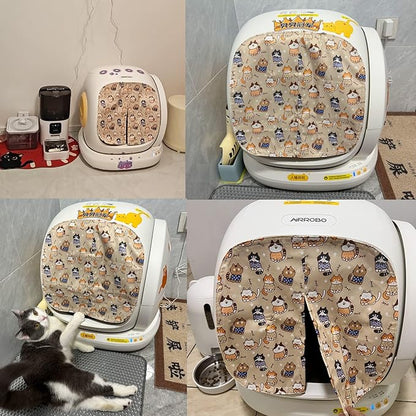 Curtain for Self Cleaning Cat Litter Box, Reduces Cat Litter Bounce, Stops Odors from The Litter Box Self Cleaning, Large-Diameter Trays Also Suitable.(Brown)