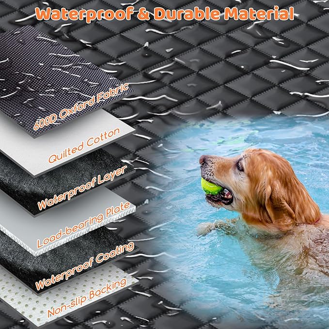 URPOWER Hard Bottom Dog Car Seat Cover for Pets 100% Waterproof Seat Cover Hammock 600D Heavy Duty Scratch Proof Nonslip Durable Soft Back Seat Covers for Cars Trucks and SUVs