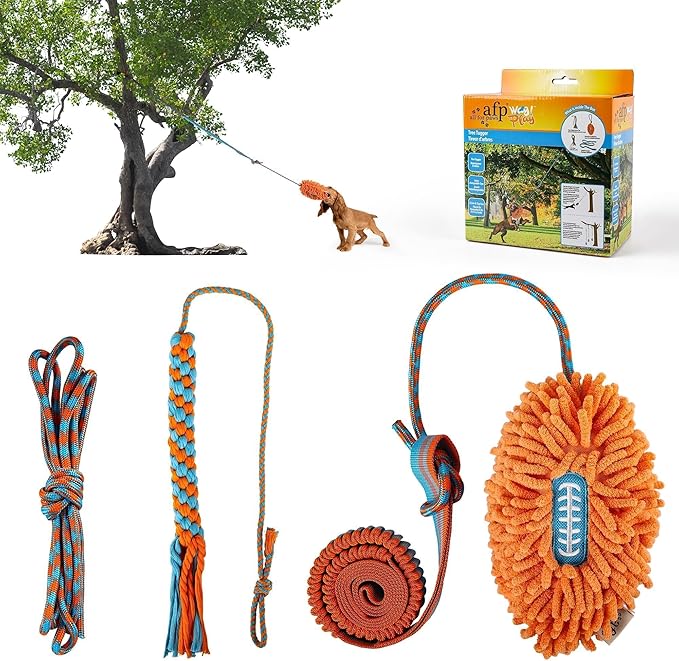ALL FOR PAWS Dog Bungee Tug Toy, Outdoor Hanging Bungee from Tree for Chase & Tug Fun, Interactive Tug-of-War Toy for Small and Medium Dogs, Bungee Cord with Dog Rope Toy & Soft Chew Toy