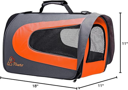 Pawer 18” x 11”x 11” Soft-Sided Foldable Airline Approved Pet Carrier for Cat, Puppy and Small Dog, Washable 600D Oxford Fabric, with Handle and Strap for Carry, Multiple Colors Available