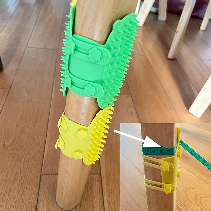 4 Pcs Cat Self Groomer Brush - Adjustable Silicone Pet Grooming & Massage Tool Face Itch Relief Scratching Hair Scrubber Table Leg Dual Strap Design for Cats & Dogs (Green/Yellow)