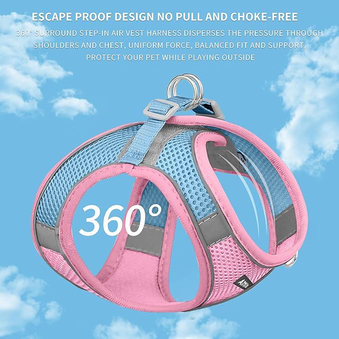 AIITLE Easy Walk Dog Harness and Leash Set - Pet Supply No Pull, Step in Adjustable Dog Harness with Padded Vest, Dog Harness No Choke Over, Easy to Put on Medium Dogs Pink L