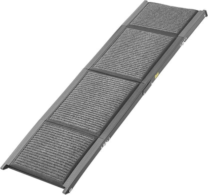 VEVOR Dog Ramp for Cars, 71" L x 17" W, Folding Pet Ramps for Medium & Large Dogs up to 250lbs, Pet Stair Ramp with Non-Slip Felt Rug Surface, Portable Outdoor Dog Car Ramps for SUV & Truck